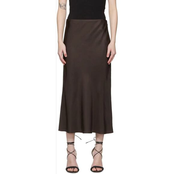 TOTÊME  khaki silk slip skirt - Picture 1 of 2